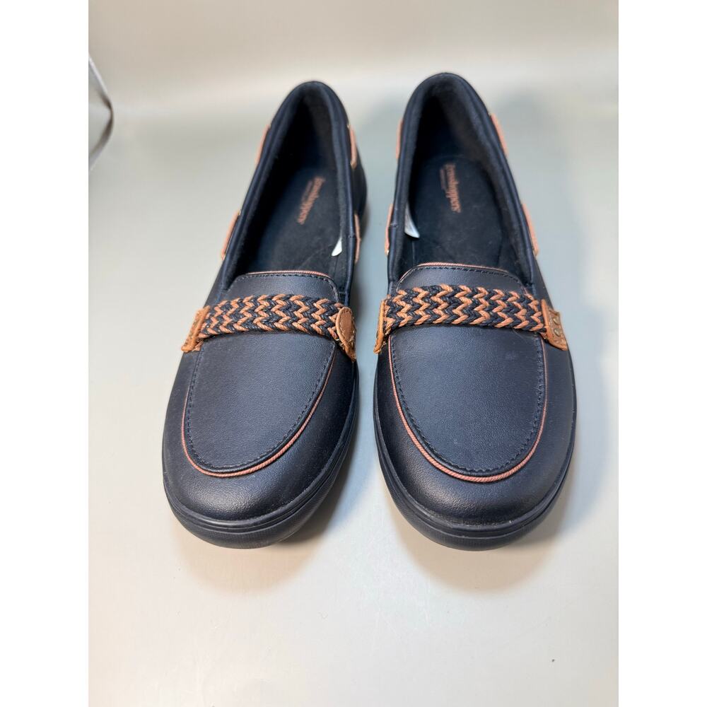 Grasshoppers Women's Windsor Leather Slip On Loafers Navy Blue Brown Size 9 N
